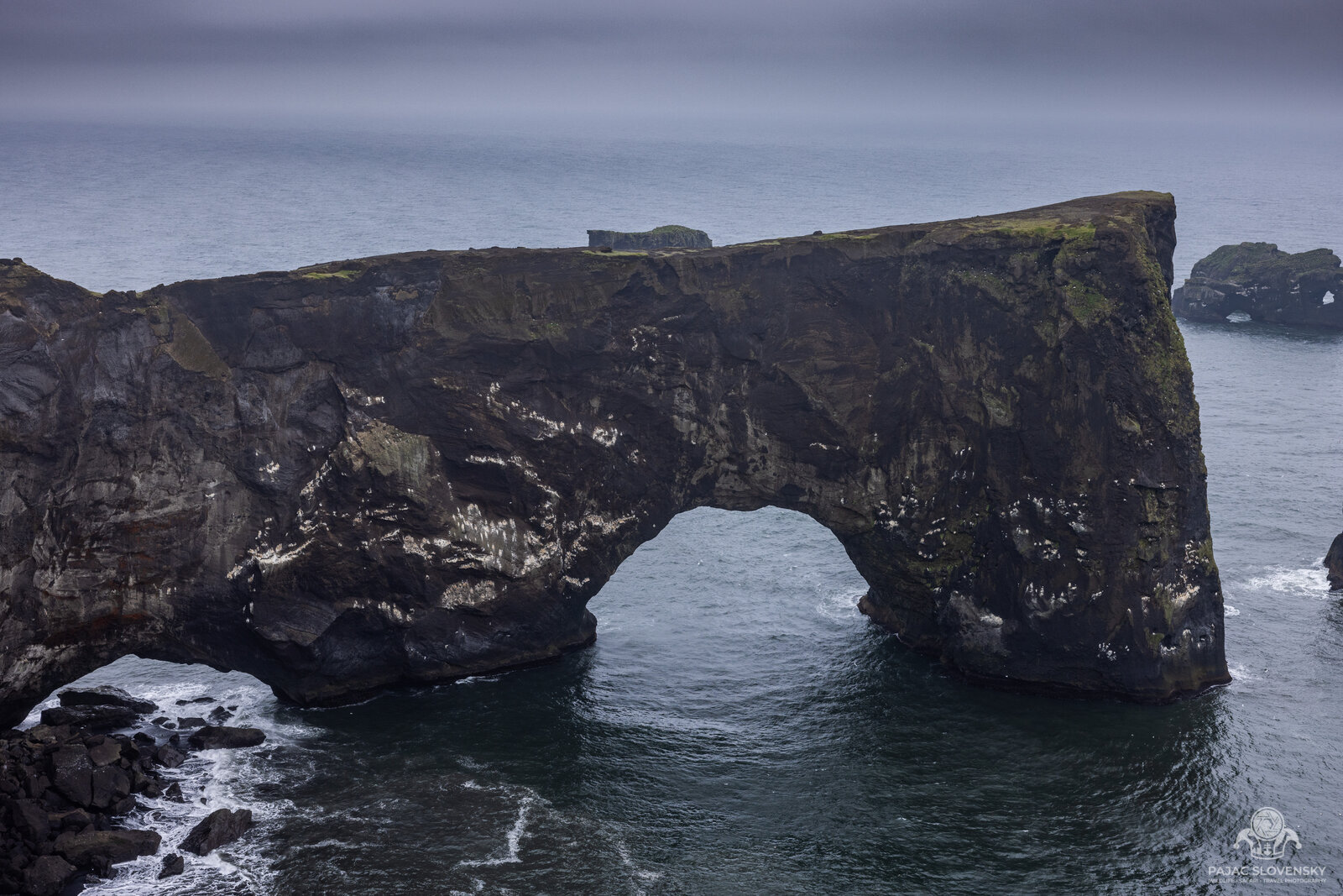 The Dyrhólaey sea arch above the black-sand south coast