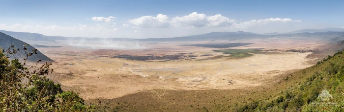 Panorama across the Ngorongoro Crater floor to the far rim