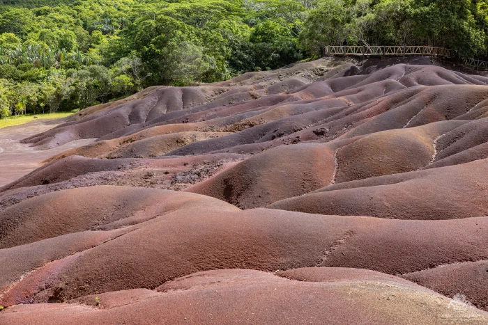 Rolling ochre and violet dunes of the Seven Coloured Earths at Chamarel