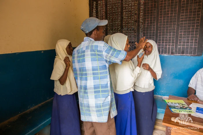 Schoolboys lined along the classroom wall