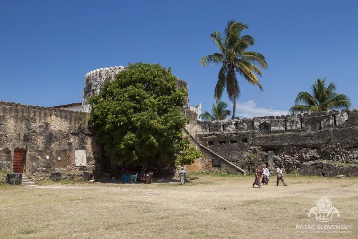 Weathered walls of a ruined palace by the shore